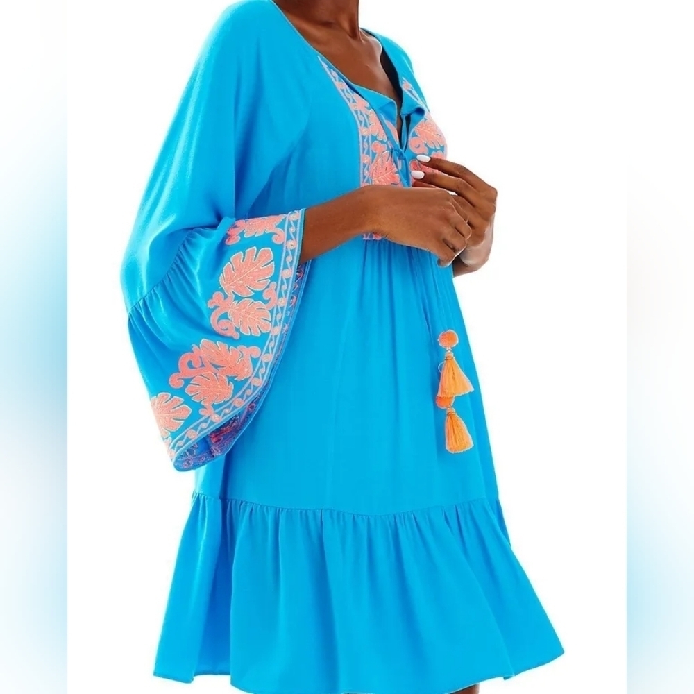 Lilly Pulitzer amisa boho tunic bell sleeve embroidered dress
